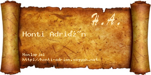 Honti Adrián névjegykártya